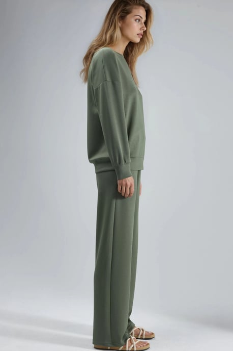 Bestickter Rundhals-Sweatshirt und gerade geschnittene Hose Zwei-Teile-Set - Image 4