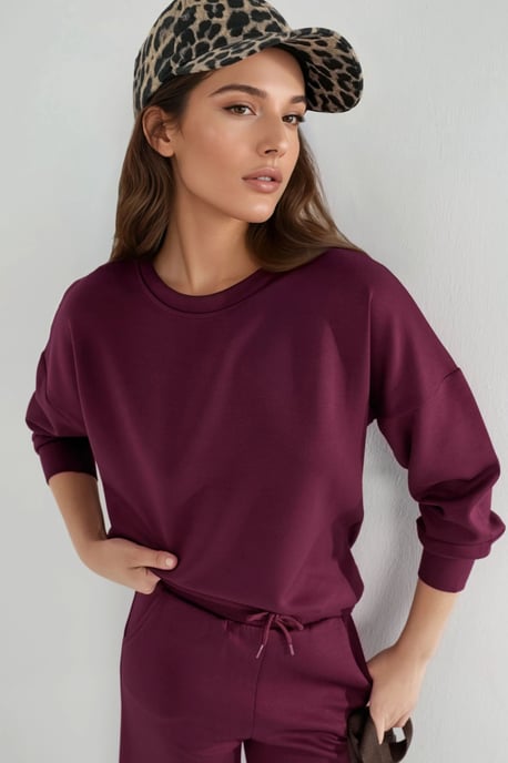 Modal Touch Rundhals Sweatshirt & Weite Beinform Hose Zweiteiliges Set - Image 3