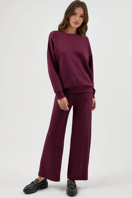Modal Touch Rundhals Sweatshirt & Weite Beinform Hose Zweiteiliges Set - Image 6