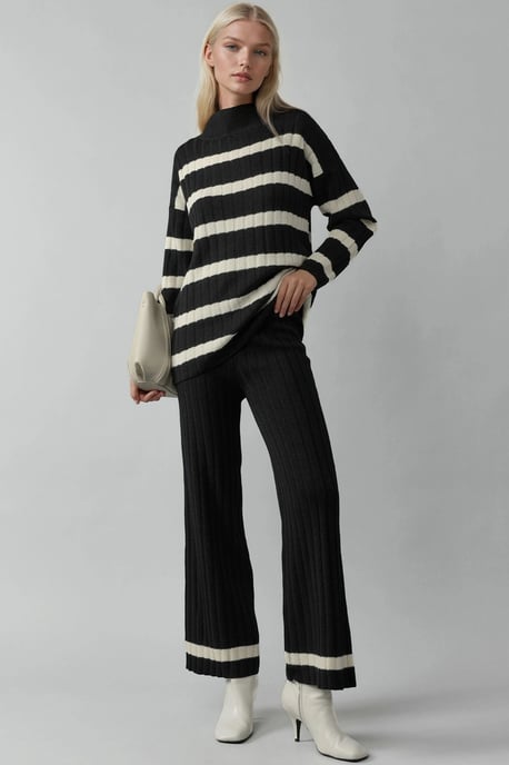 Gestreiftes Sweater- und Hosen-Strickset - Image 1
