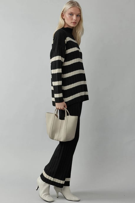 Gestreiftes Sweater- und Hosen-Strickset - Image 2