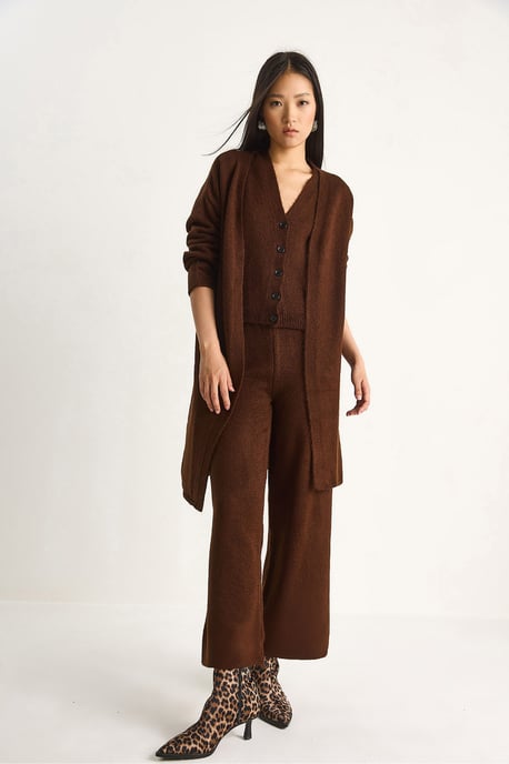 Strick-Cardigan-Weste-Hosen Drei-Teile Coord Set - Image 2