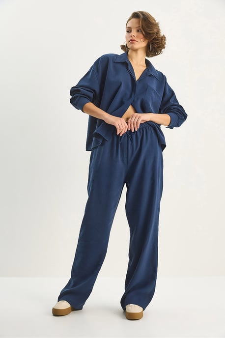 Bianco Lucci Zweiteiliges Set: Shirt und Hose (Coord-Set) - Marineblau - Image 4
