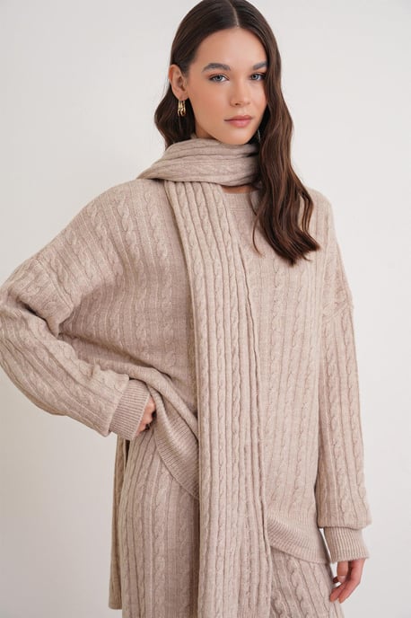 Oversized Haarschaft-Muster Strickwaren Co-Ord Set - Image 3