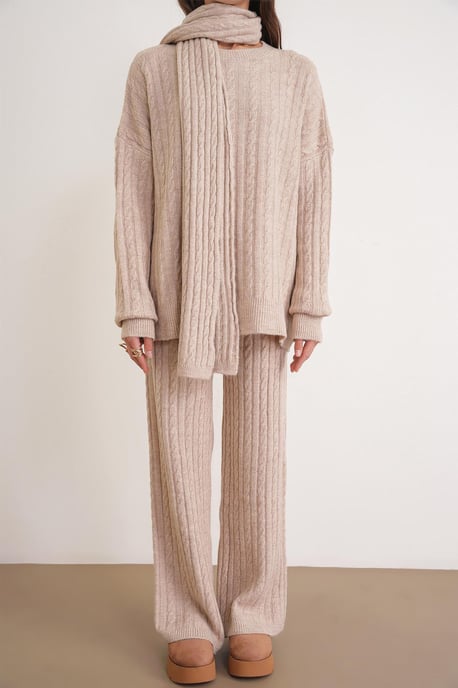 Oversized Haarschaft-Muster Strickwaren Co-Ord Set - Image 5