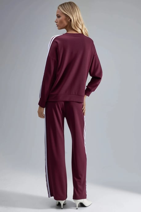 Gestreiftes Sweatshirt mit Rundhalsausschnitt und gerade geschnittene Hose Coord - Image 3