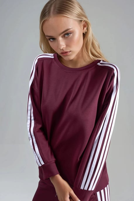 Gestreiftes Sweatshirt mit Rundhalsausschnitt und gerade geschnittene Hose Coord - Image 5