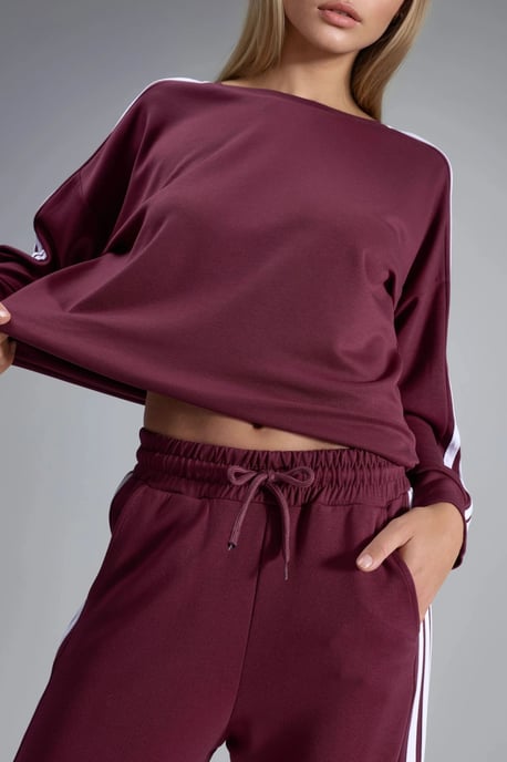 Gestreiftes Sweatshirt mit Rundhalsausschnitt und gerade geschnittene Hose Coord - Image 6