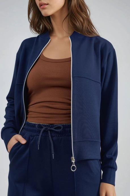 Modal Touch Reißverschluss Sweatshirt & Ripp-Hosen Ko-Ord-Set - Image 5