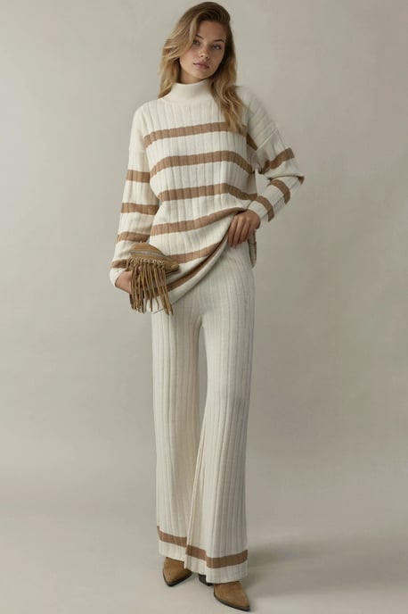 Gestreifter Pullover & Hosen Strick-Set - Image 1
