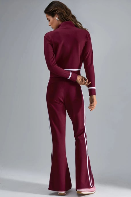 Modal Touch Sweatshirt mit Reißverschluss und Schlaghose im Zweiteiler-Set - Image 2