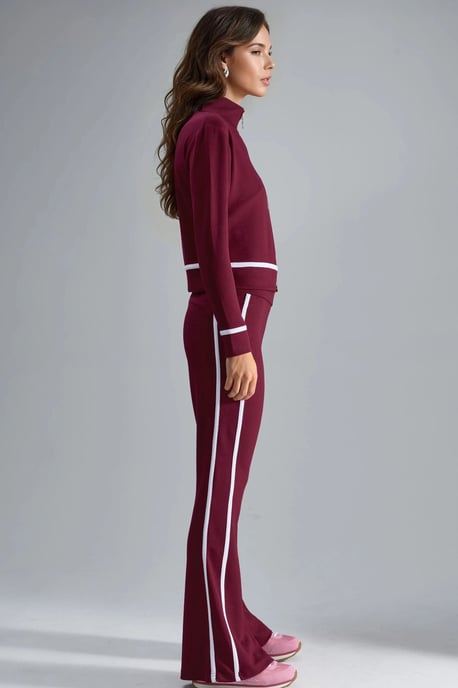 Modal Touch Sweatshirt mit Reißverschluss und Schlaghose im Zweiteiler-Set - Image 3
