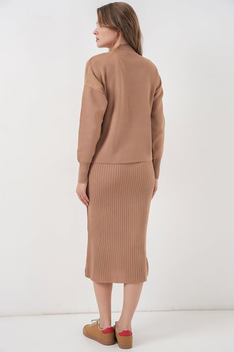 Halb-Halskragen Pullover & Rock Strick Set - Image 6