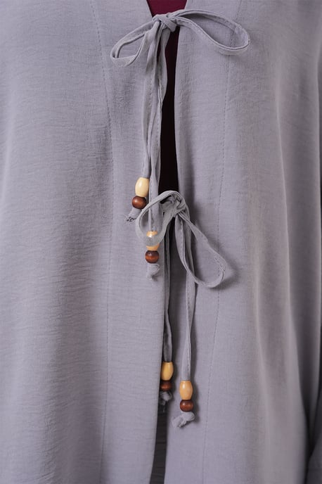 Strukturierter V-Ausschnitt langer Cardigan und Hosen Set - Image 5