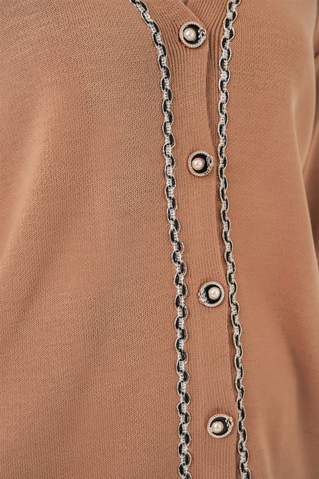 V-Ausschnitt Cardigan und Weit geschnittene Hose Set - Image 5