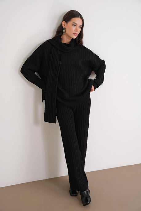 Oversized Haarschaft-Muster Strickwaren Co-Ord Set - Image 2