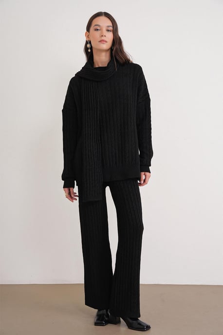 Oversized Haarschaft-Muster Strickwaren Co-Ord Set - Image 3