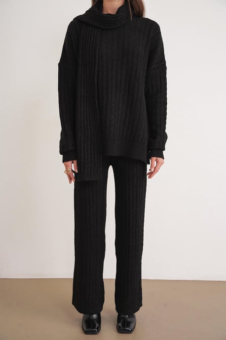 Oversized Haarschaft-Muster Strickwaren Co-Ord Set - Image 4