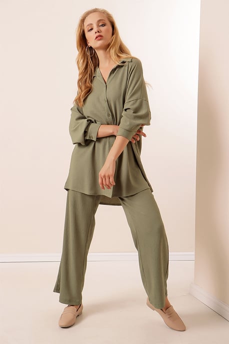 Texturiertes Langarm-Strickshirt und -Hosen Set - Image 4