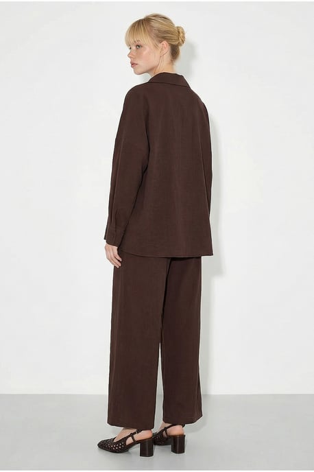 Übergroßes Hemd mit Knöpfen und weit geschnittene Hose Set - Image 6
