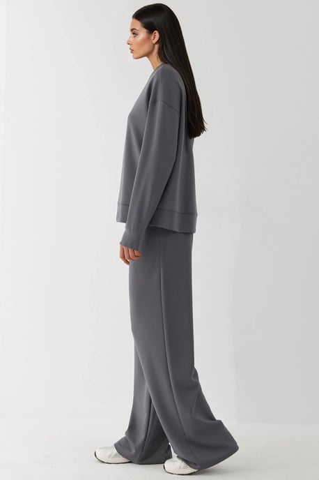 Modal Touch Basic Sweatshirt & Weite Beinhose Zwei-Teile Coord Set - Image 2