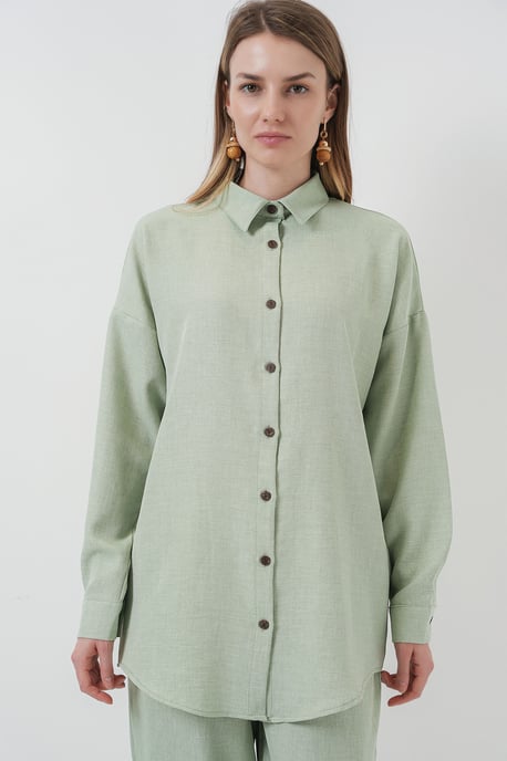 Leinenmix Langarmhemd und Hose Set - Image 2