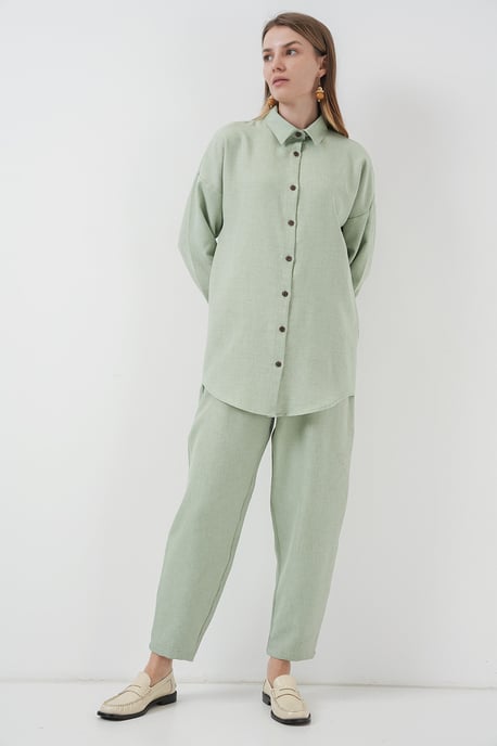 Leinenmix Langarmhemd und Hose Set - Image 3
