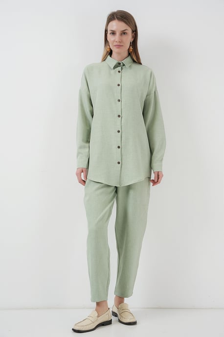Leinenmix Langarmhemd und Hose Set - Image 4