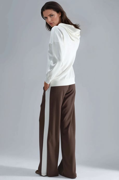 Modal Touch Kapuzen-Sweatshirt und gestreiftes Detail-Hosen-Set - Image 4