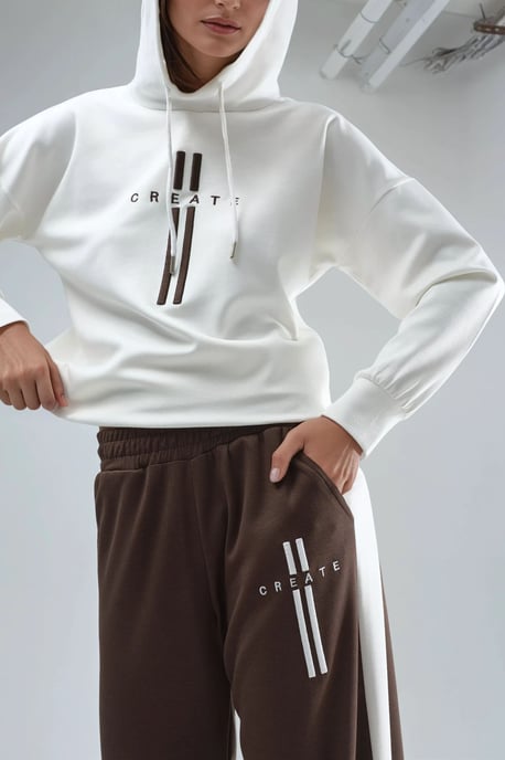 Modal Touch Kapuzen-Sweatshirt und gestreiftes Detail-Hosen-Set - Image 6