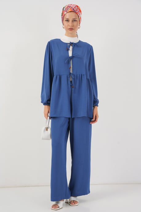 Rundhals Langtunika und Weite-Hosen-Set - Image 1
