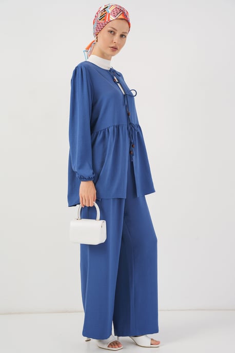 Rundhals Langtunika und Weite-Hosen-Set - Image 3