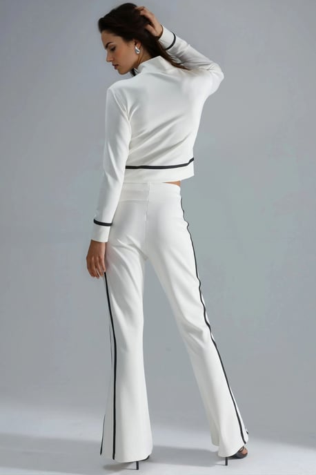 Modal Touch Zipfel-Sweatshirt & Flared-Hosen Zweiteiliges Set - Image 3