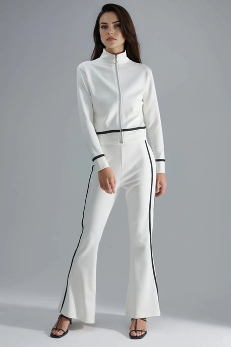 Modal Touch Zipfel-Sweatshirt & Flared-Hosen Zweiteiliges Set - Image 5