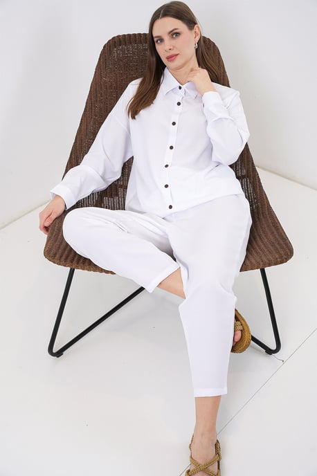 Leinenmischung Langarmshirt und Hose Set - Image 3