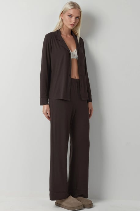 Langärmliges Pyjama-Set mit Hemdkragen und Knopfleiste - Image 3