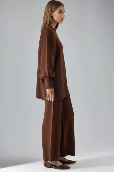 Lockeres Sweatshirt- und Hose-Strick-Set - Image 2