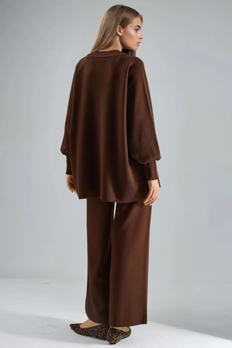 Lockeres Sweatshirt- und Hose-Strick-Set - Image 3