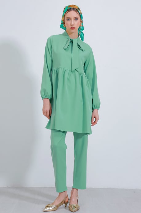Langes Tunika- und Hosen-Set mit Hemdkragen - Image 2