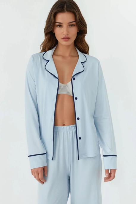 Lässiges Longsleeve-Pyjama-Set mit extra weichem Touch und Hemdkragen - Image 3