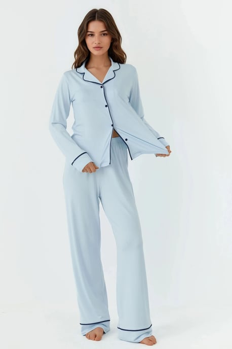 Lässiges Longsleeve-Pyjama-Set mit extra weichem Touch und Hemdkragen - Image 6