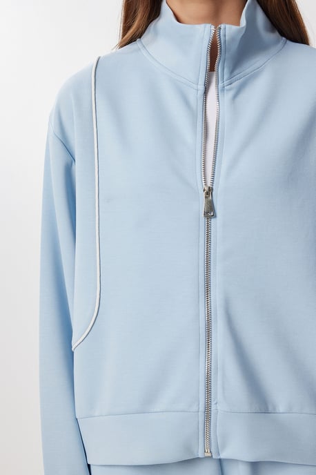 Kontrastbesatz Detail Reißverschluss Sweatshirt & Jogginghose Zweiteiliges Set - Image 4