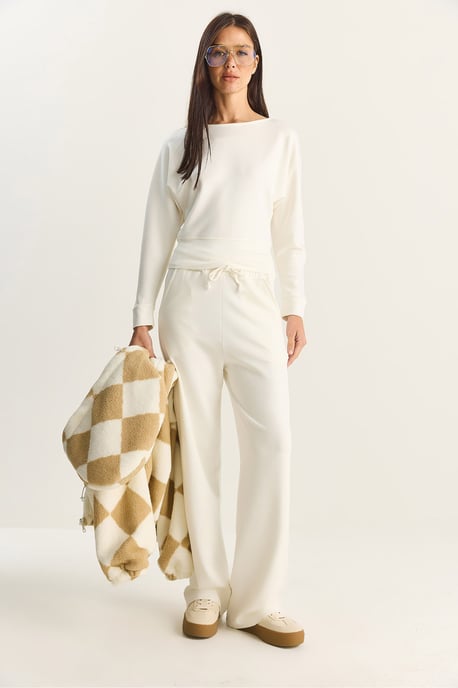 Asymmetrischer Kragen Strick Hohe Taille Zweiteiliger Satz - Image 3
