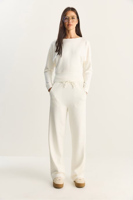 Asymmetrischer Kragen Strick Hohe Taille Zweiteiliger Satz - Image 5