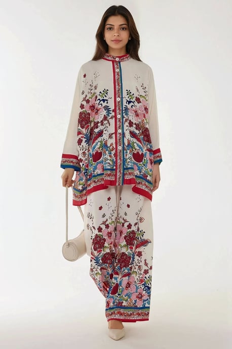 Bedrucktes High-Waist Kimono-Hosen-Set - Image 1