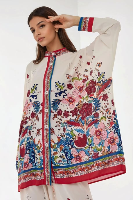 Bedrucktes High-Waist Kimono-Hosen-Set - Image 2