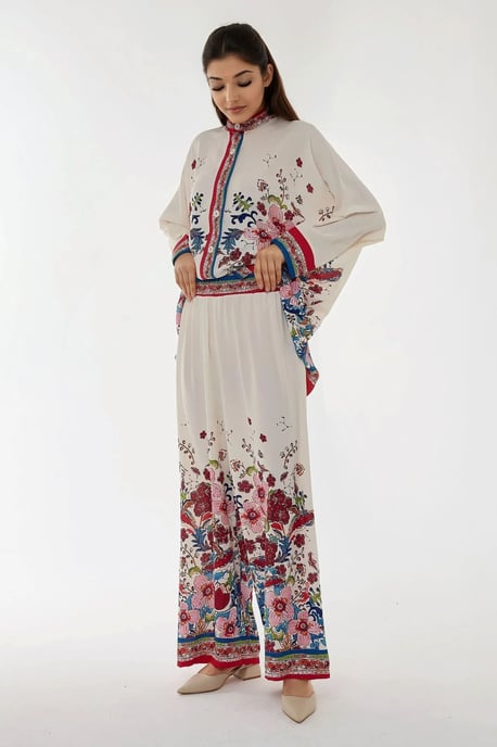 Bedrucktes High-Waist Kimono-Hosen-Set - Image 4