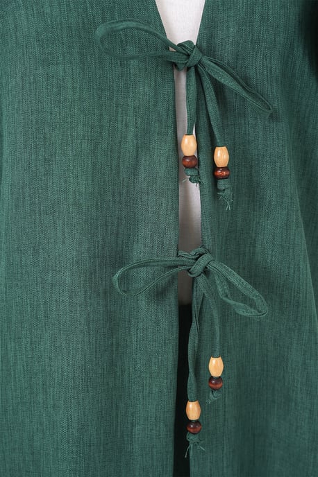 V-Ausschnitt Cardigan und Weit geschnittene Hose Set - Image 4