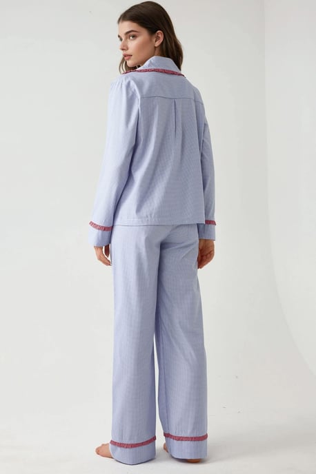 Kariertes Baumwoll-Pyjama-Set mit Hemdkragen - Image 3