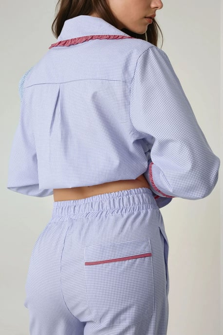 Kariertes Baumwoll-Pyjama-Set mit Hemdkragen - Image 4